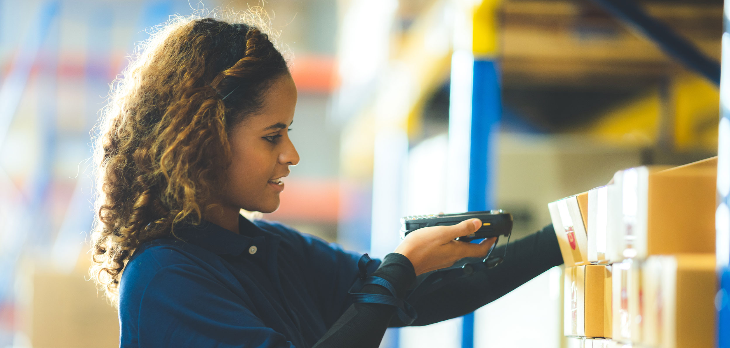 Warehouse Worker Barcode Scanning Inventory